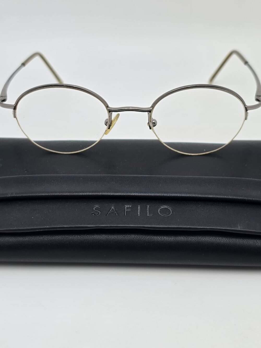 Safilo Team 4113 03UW Silver Semi Rimless Eyeglasses Frame w/ Flexhinge and Case